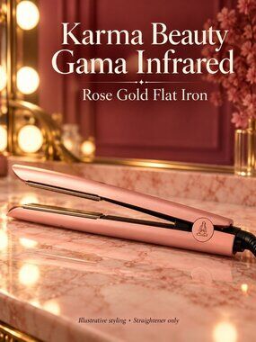 Karma Beauty Gama Infrared Flat Iron Rose Gold Hair Straightener with Box